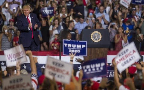 The president's rhetoric came during a campaign rally filled with his usual criticisms of the media - Credit: Getty