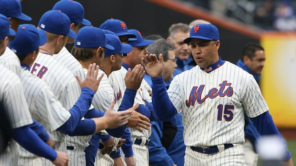 Carlos Beltran takes the field during the opening ceremonies before the start of the game