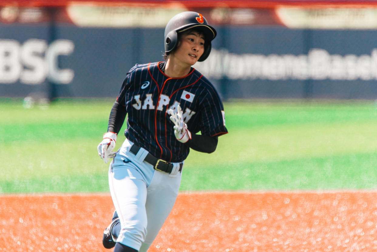 Japan's&nbsp;Harue Yoshi rounds the bases during the Women's Baseball World Cup in a game against Hong Kong in Viera, Florida. (Photo: WBSC)