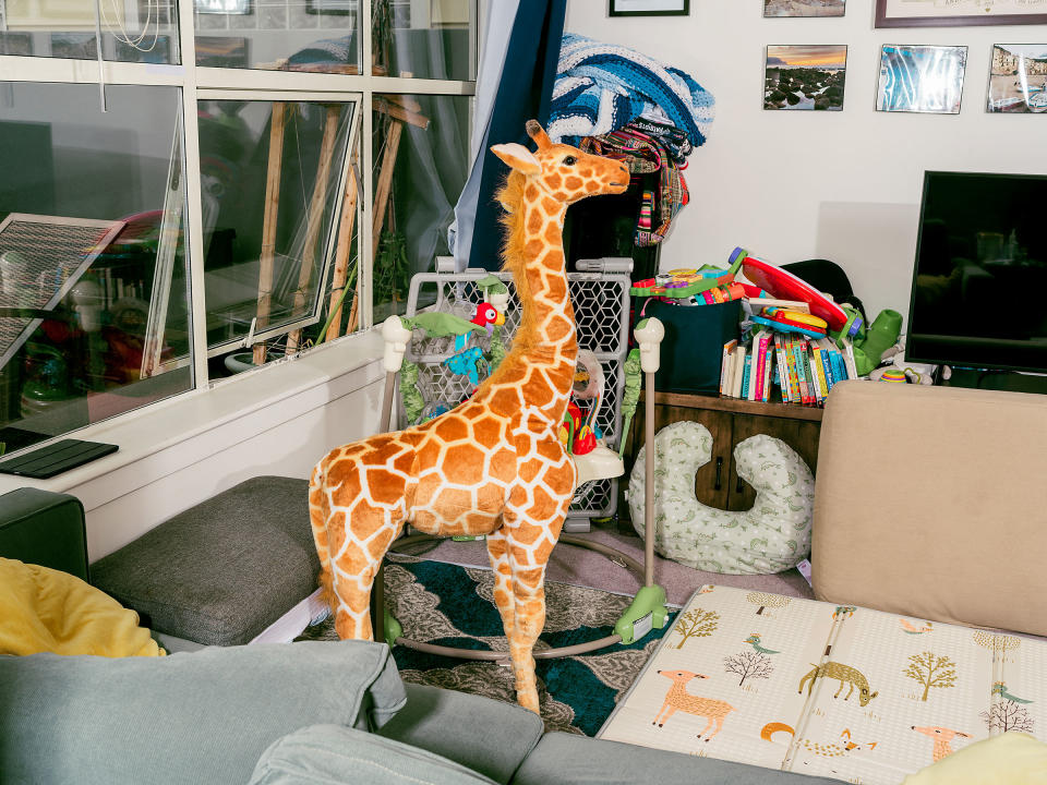 Jani the giraffe at home in San Francisco.<span class="copyright">Kelsey McClellan for TIME</span>