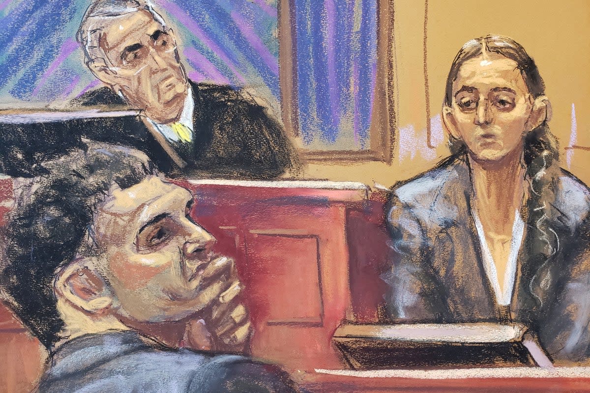 Caroline Ellison in courtroom sketch on the stand (REUTERS/Jane Rosenberg)