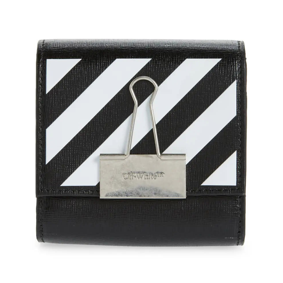 Off-White BInder Clip Leather Accordion Wallet
