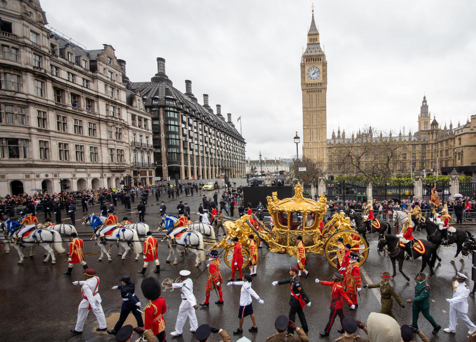 Coronation procession passes Parliament Square