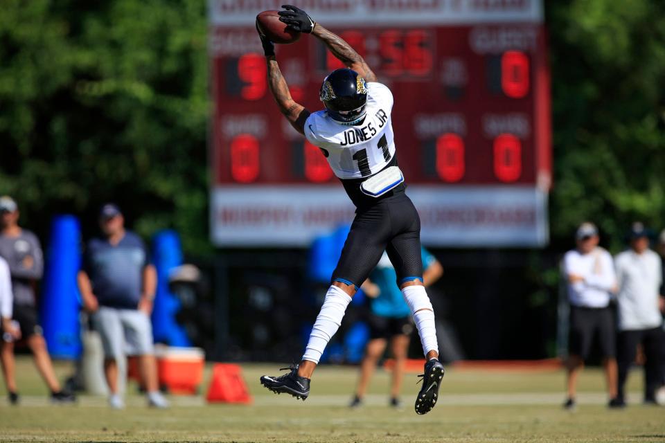 Jacksonville Jaguars wide receiver Marvin Jones Jr. (11) catches a pass during day 7 of the Jaguars Training Camp Sunday, July 31, 2022 at the Knight Sports Complex at Episcopal School of Jacksonville. Today marked the first practice in full pads. 