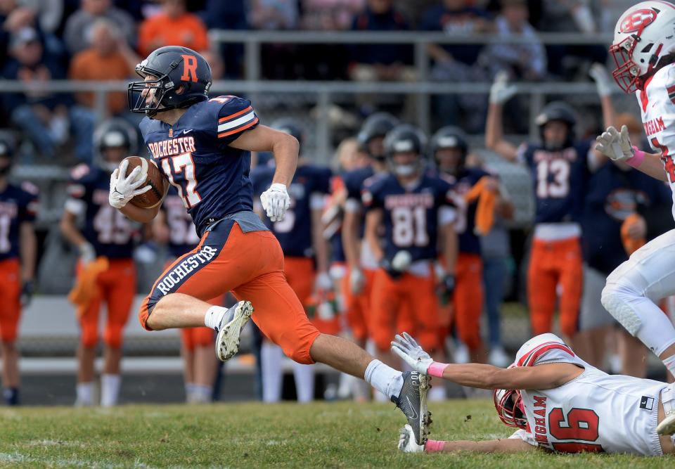 Rochester receiver Parker Gillespie made four catches for 127 yards, including a 70-yard touchdown on a short shovel pass from quarterback Keeton Reiss.