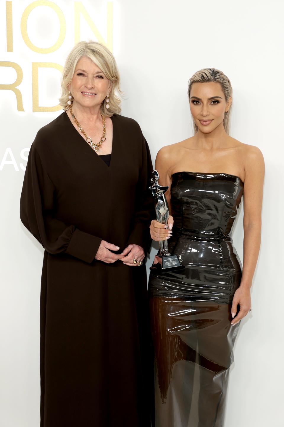 Martha Stewart and Kim Kardashian attend the CFDA Fashion Awards at Casa Cipriani on Nov. 7, 2022, in New York City.