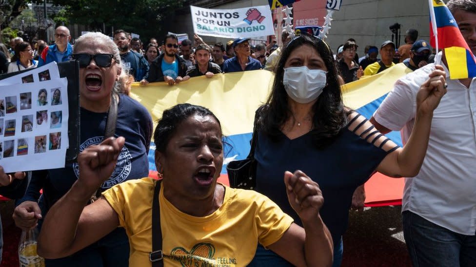 Protesta en Caracas, el 23 de enero de 2023