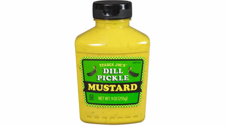 Dill pickle mustard bottle