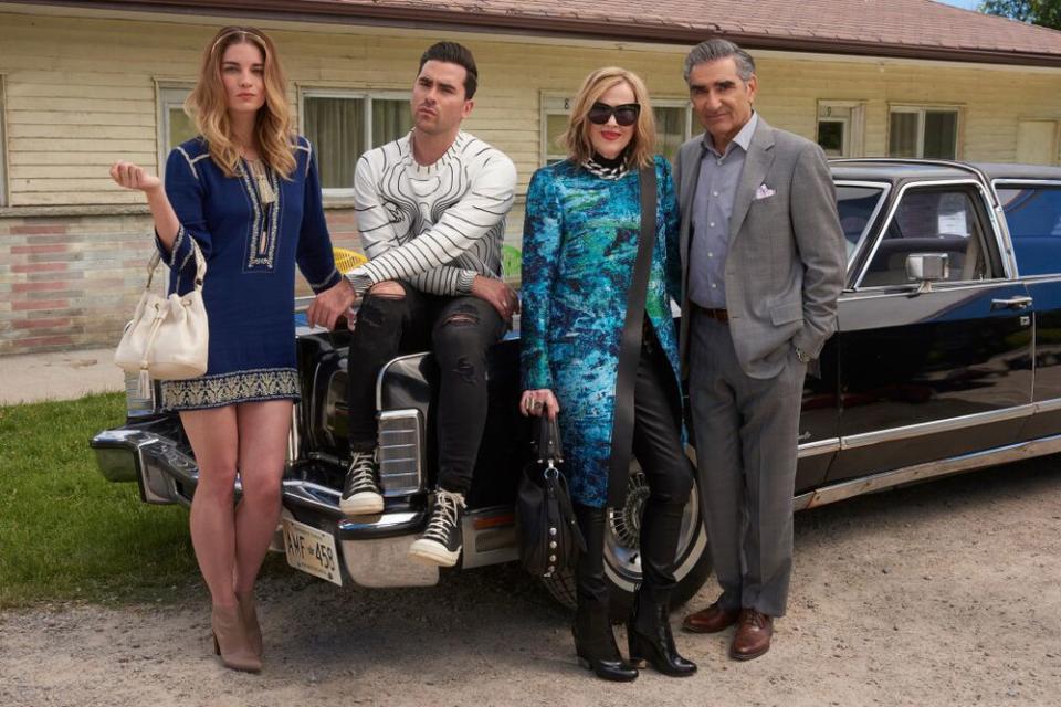 Annie Murphy, Dan Levy, Catherine O'Hara and Eugene Levy in Schitt's Creek | Steve Wilkie/Pop TV