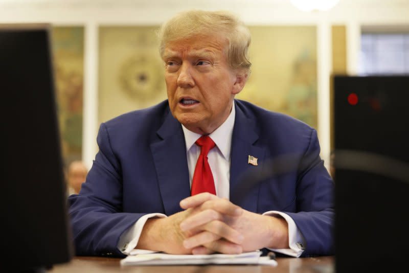 Former U.S. President Donald Trump faces the possibility of a permanent ban from running a business in New York state and $370 million in penalties in the case brought by state Attorney General Letitia James. File Pool Photo by Michael M. Santiago/UPI