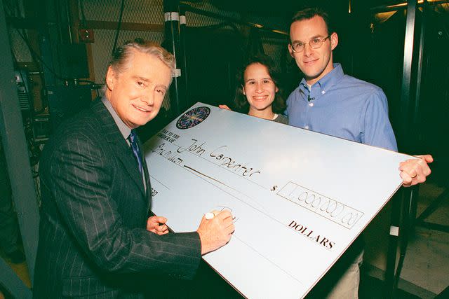 <p>Maria Melin /American Broadcasting Companies via Getty </p> Regis Philbin, Debbie Carpenter and John Carpenter in 1999