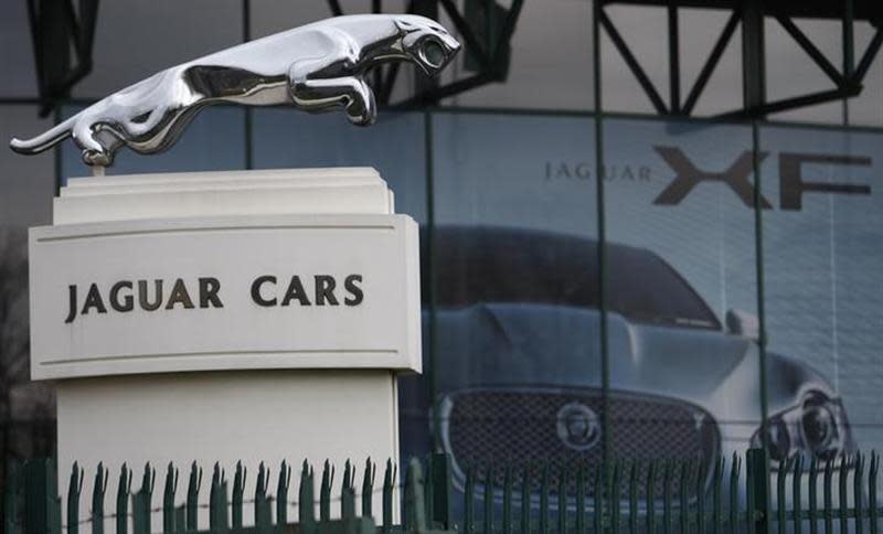 The Jaguar emblem is seen at the gates of its Castle Bromwich plant in Birmingham, central England February 23, 2008. REUTERS/Darren Staples/Files