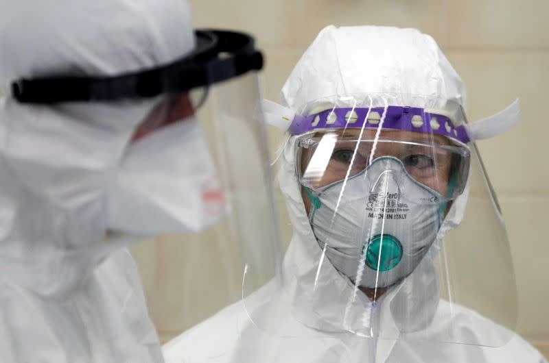 FILE PHOTO: Patients suffering from the coronavirus disease (COVID-19) in Slany Hospital