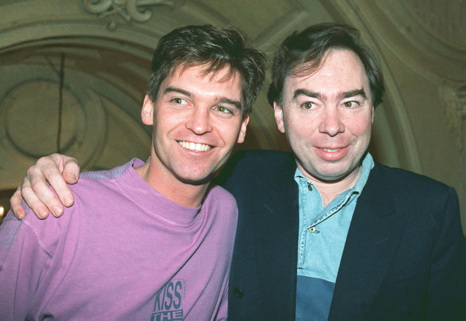 Phillip Schofield (left) with composer Andrew Lloyd Webber at the London Palladium. The composer was so impressed with Phillip's performance in Joseph and the Amazing Technicolor Dreamcoat that he offered him the full-time role from May when Jason Donovan's contract runs out.