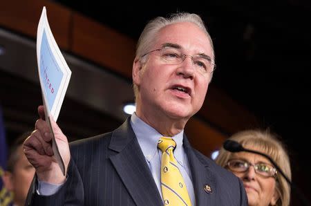 Chairman of the House Budget Committee Tom Price (R-GA) announces the House Budget during a press conference on Capitol Hill in Washington on March 17, 2015. REUTERS/Joshua Roberts/File Photo