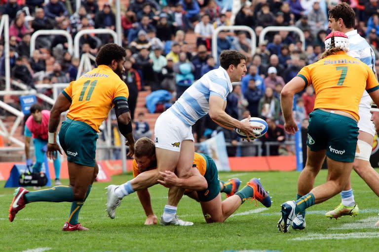 Escena del partido que disputan Los Pumas frente a los Wallabies