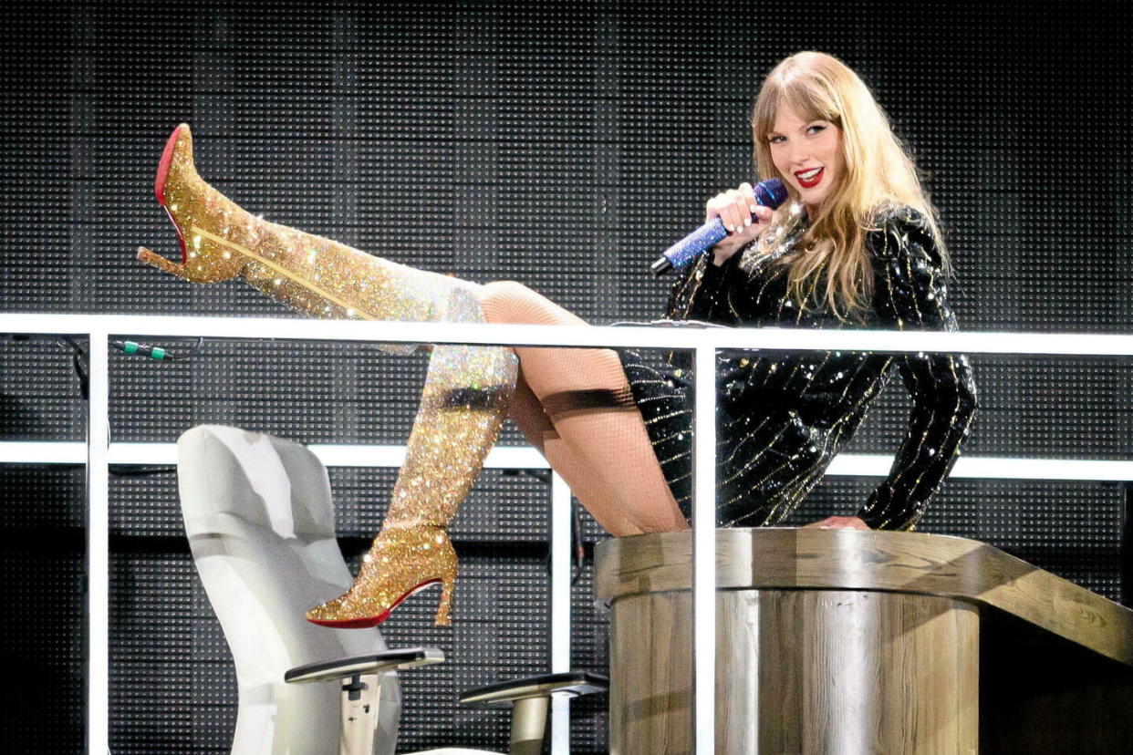 Taylor Swift, lors d'un concert de son « Eras Tour », à l'Accor Stadium de Sydney, en Australie, le 23 février 2024.  - Credit:James Gourley - Shutterstock - Sipa