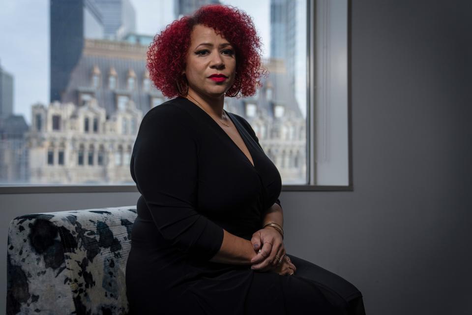 Journalist Nikole Hannah-Jones poses for a portrait at the headquarters of The Associated Press in New York, Friday, Dec. 10, 2021.  A foundation is donating $2 million to Howard University to digitize a major collection of Black newspaper archives in hopes of making it more broadly available to researchers and the general public. It’s important to have access to the Black papers to have a better sense of the past, said Hannah-Jones, who founded the journalism center to increase diversity in the industry.