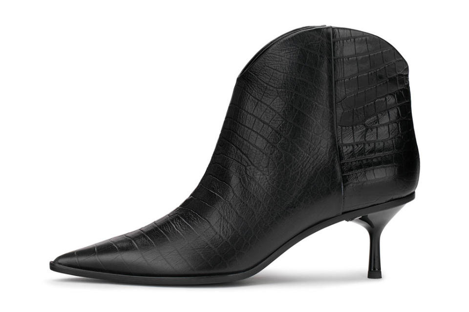 agl black booties, croc embossed booties, AGL croc print booties