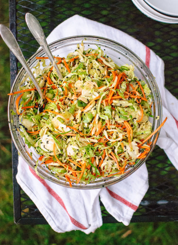 <p>Cookie & Kate</p><p>This simple, healthy and mayo-free slaw is perfect for summer potlucks!</p><p><a href="http://cookieandkate.com/2014/asian-brussels-sprout-slaw-with-carrots-and-almonds/" rel="nofollow noopener" target="_blank" data-ylk="slk:Get the recipe!;elm:context_link;itc:0;sec:content-canvas" class="link rapid-noclick-resp">Get the recipe!</a></p>