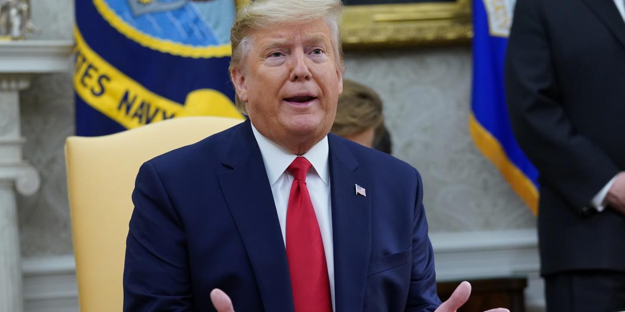 U.S. President Donald Trump speaks during a meeting with Guatemala's President Jimmy Morales in the Oval Office of the White House in Washington, U.S., December 17, 2019. REUTERS/Kevin Lamarque