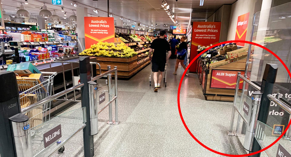 The entrance to Aldi's Waterloo store in Sydney