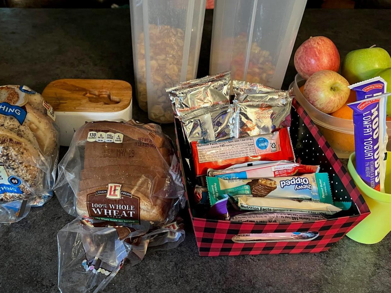 breakfast foods spread across a kitchen counter - Copyright: Lisa Tanner