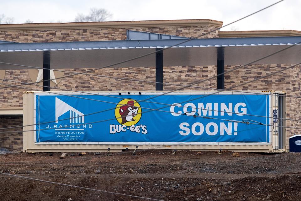 Coming soon signs are seen as construction continues on the upcoming Buc-ee's at exit 407 in Sevierville on Wednesday, Jan. 11, 2023.