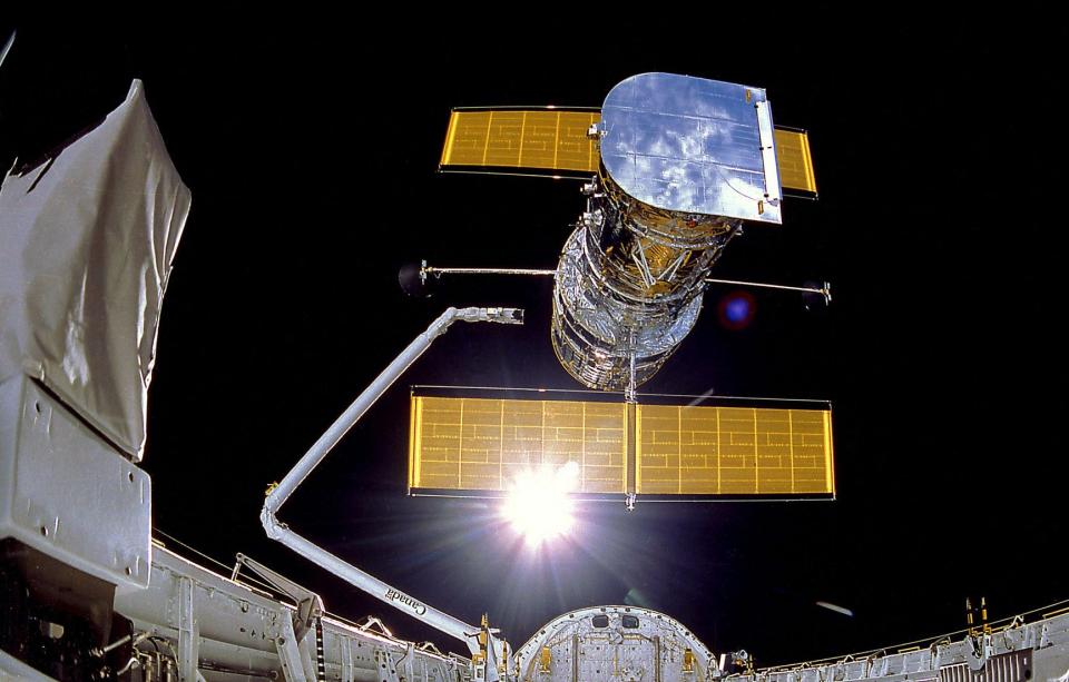 Hubble being deployed from Discovery in 1990.
