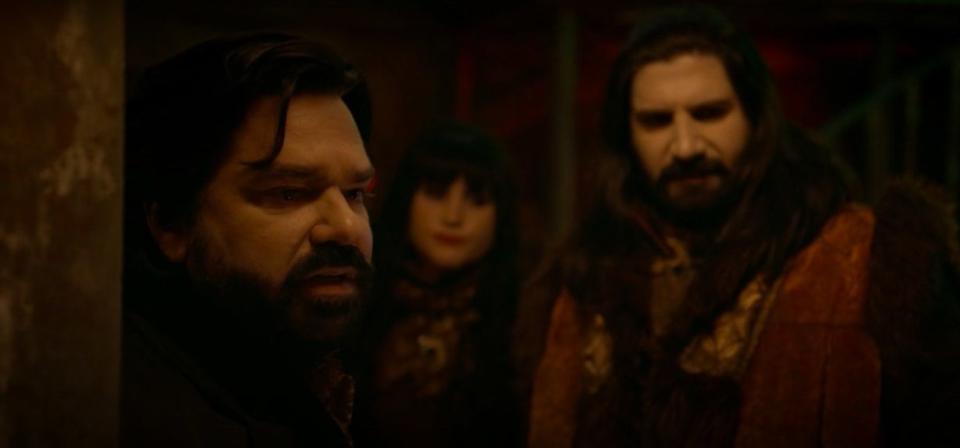 Nandor, Laszlo, and Nadja standing together in "What We Do in the Shadows"