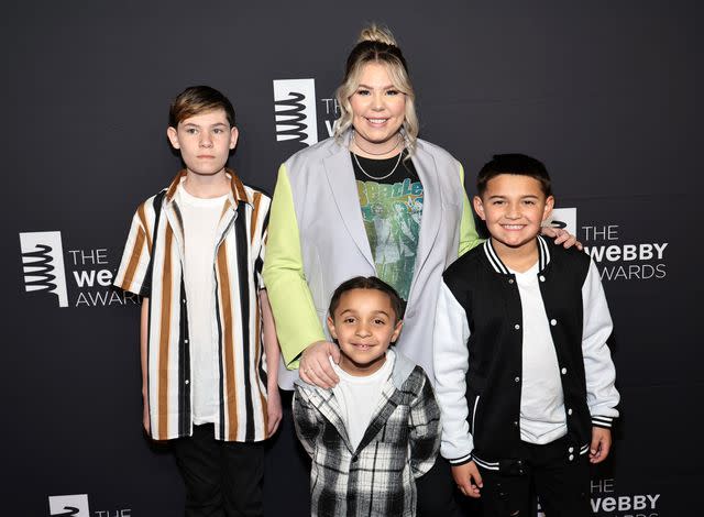 <p> Jamie McCarthy/Getty</p> Kailyn Lowry with sons Isaac, Lincoln, and Lux at the 2023 Webby Awards in May