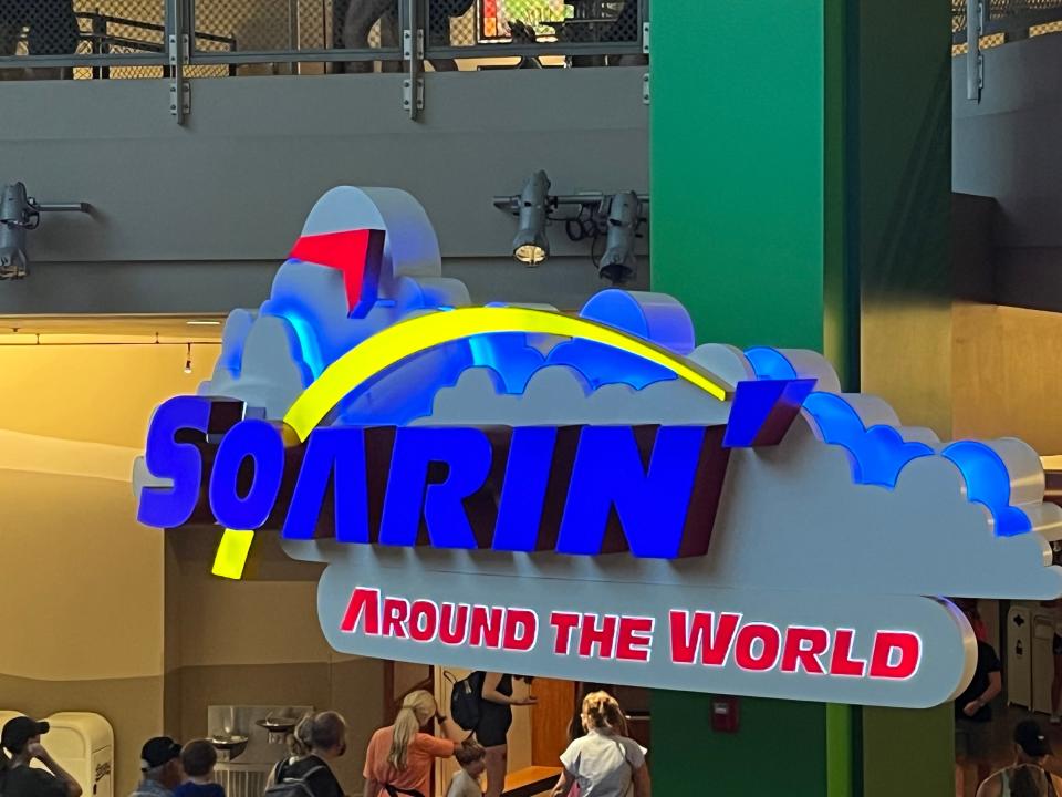 sign for soarin around the world at epcot in disney world