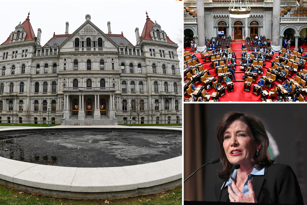 hochul inset with shots of the capital