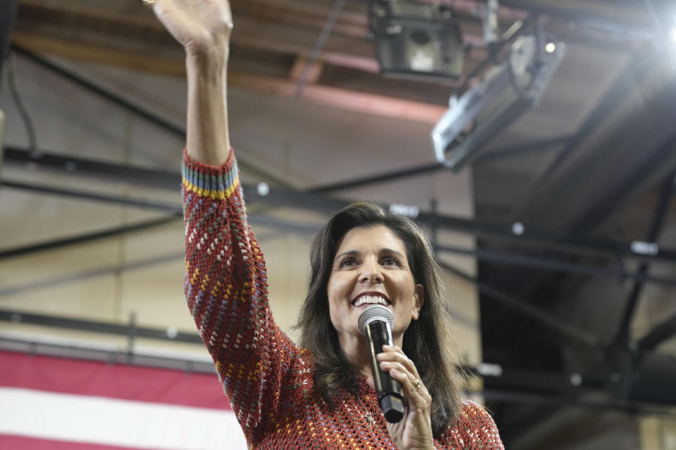 Former Gov. Nikki Haley speaks at a campaign rally in Greer, S.C. (Meg Kinnard / AP file)