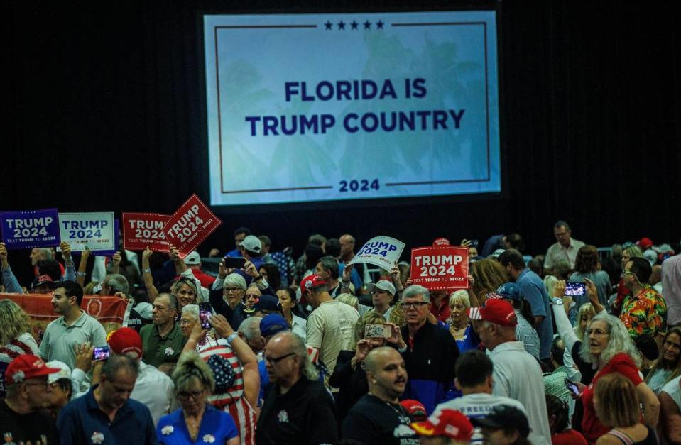 Former President Donald Trump supporters attended an event hosted by the pro-Trump Club 47 USA, at the Palm Beach County Convention Center on Wednesday, October 11, 2023.