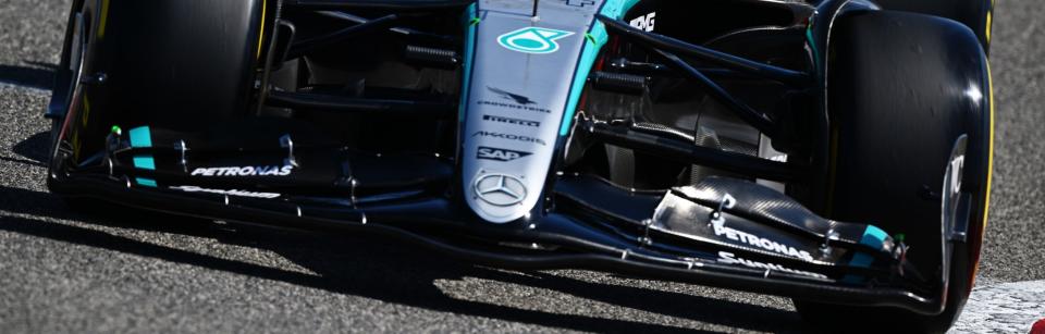 Lewis Hamilton of Great Britain driving the (44) Mercedes AMG Petronas F1 Team W15 on track during day two of F1 Testing at Bahrain International Circuit on February 22, 2024 in Bahrain, Bahrain