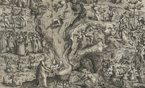 <span class="caption">An engraving of the sabbath from Pierre de Lancre's _Tableau de l'inconstance des mauvais anges_.</span> <span class="attribution"><span class="license">Author provided</span></span>