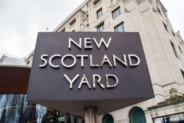 <p>Vuk Valcic/SOPA Images/LightRocket via Getty</p> General view of the sign outside New Scotland Yard, the Met Police HQ, in London.