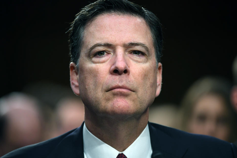 Former FBI Director James Comey appears before the Senate Intelligence Committee in Washington, DC, on June 08, 2017.