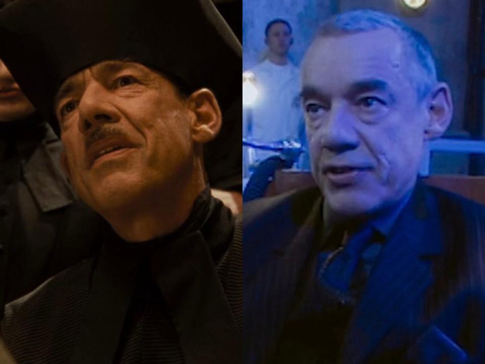 Left: Roger Lloyd Pack in "Harry Potter and the Goblet of Fire." Right: Lloyd Pack on "Doctor Who."