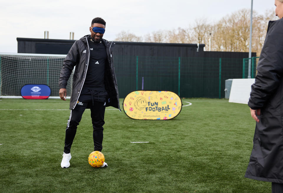 Jermain Defoe at St George’s Park for a McDonald’s Fun Football Session (Mark Robinson/Handout/PA).