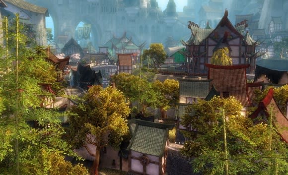 A screenshot of the Canthan district from GW2's alpha