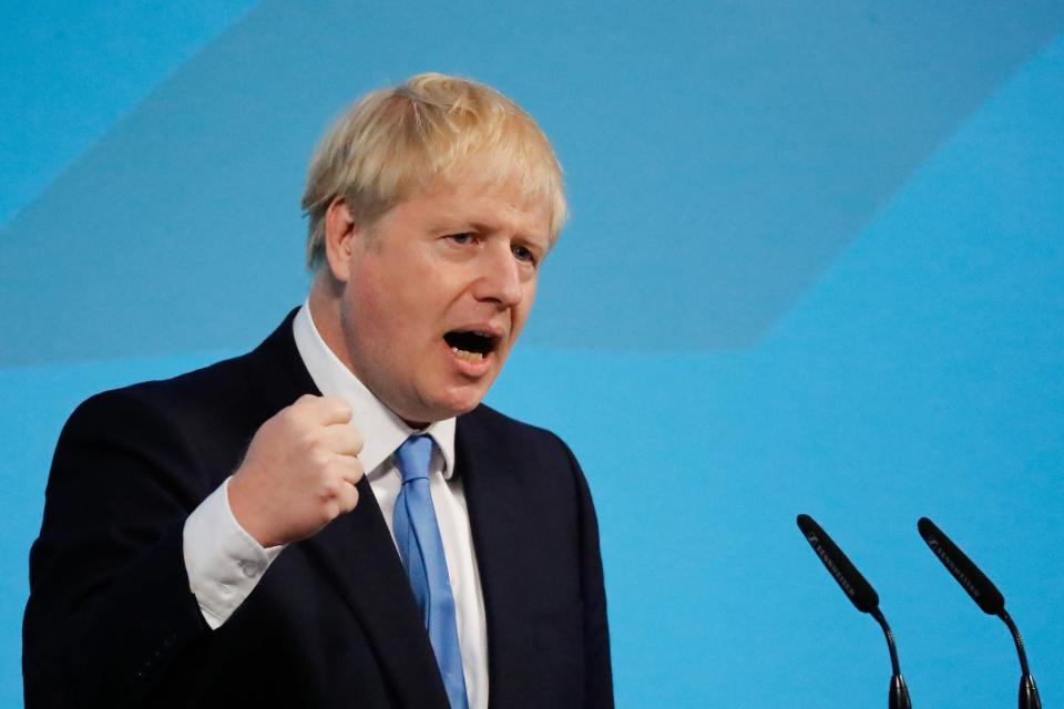 New Conservative Party leader and incoming prime minister Boris Johnson gives a speech at an event to announce the winner of the Conservative Party leadership contest in central London on July 23, 2019.