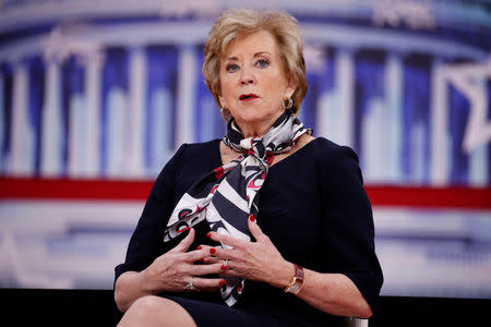 Administrator of the Small Business Administration Linda McMahon speaks at the Conservative Political Action Conference (CPAC) at National Harbour, Maryland, U.S., February 23, 2018. REUTERS/Joshua Roberts