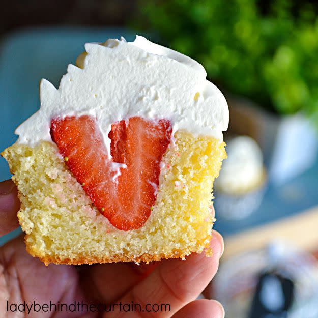 <p>Strawberry season, GET HERE SOONER.</p><p>Get the recipe from <a rel="nofollow noopener" href="http://www.ladybehindthecurtain.com/strawberry-shortcake-cupcakes/" target="_blank" data-ylk="slk:Lady Behind the Curtain;elm:context_link;itc:0;sec:content-canvas" class="link ">Lady Behind the Curtain</a>.</p>