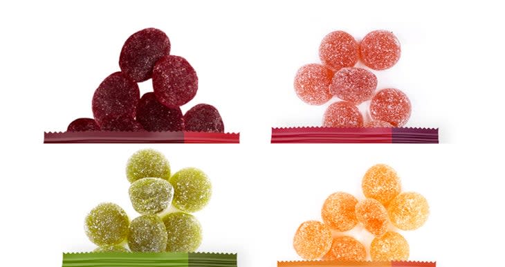 a collection of four flavors of skratch labs chews, a good option for what to eat on race day