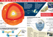 Scientists studying the sun have detected solar neutrinos forged in the star's heart for the first time. This infographic depicts how the discovery was made using the Borexino detector in Italy.