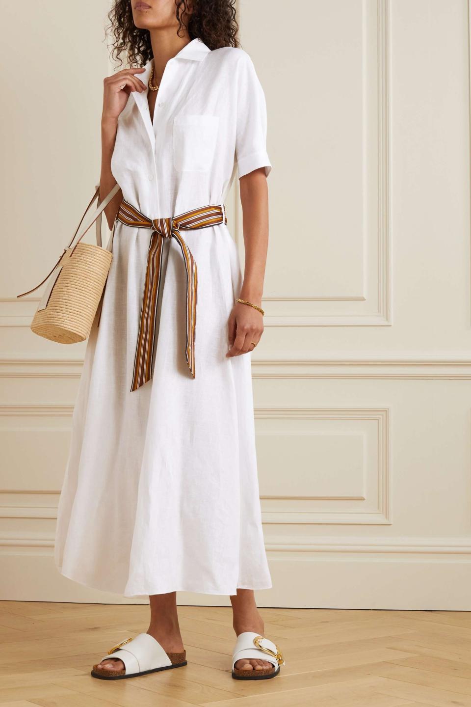 Clarissa Belted Linen Shirt Dress