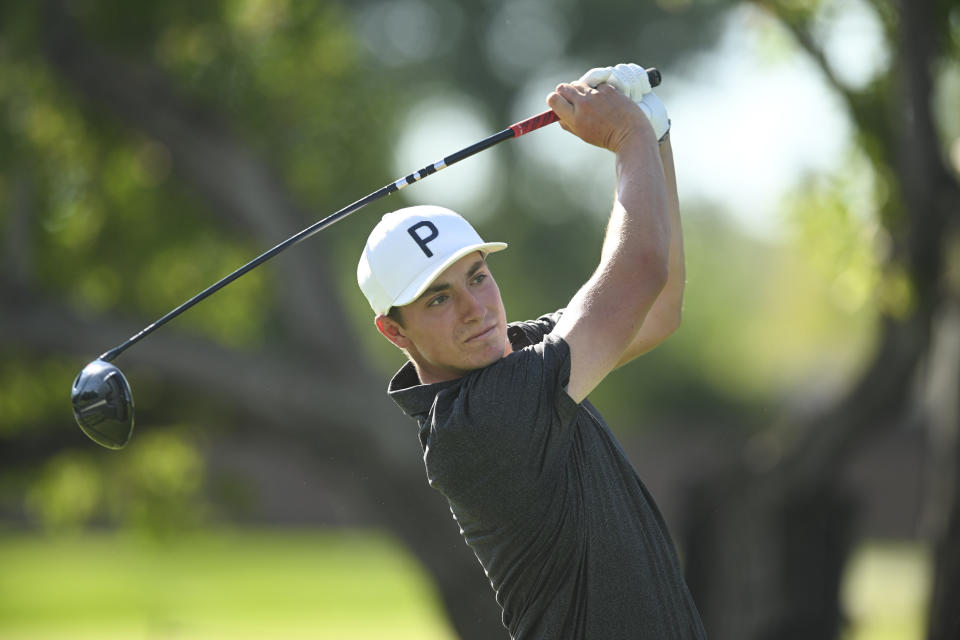 Ben James watches his tee shot on hole three during the quarterfinals of the 2023 U.S. Amateur at Cherry Hills C.C. in Cherry Hills Village, Colo. on Friday, Aug. 18, 2023. (Kathryn Riley/USGA)