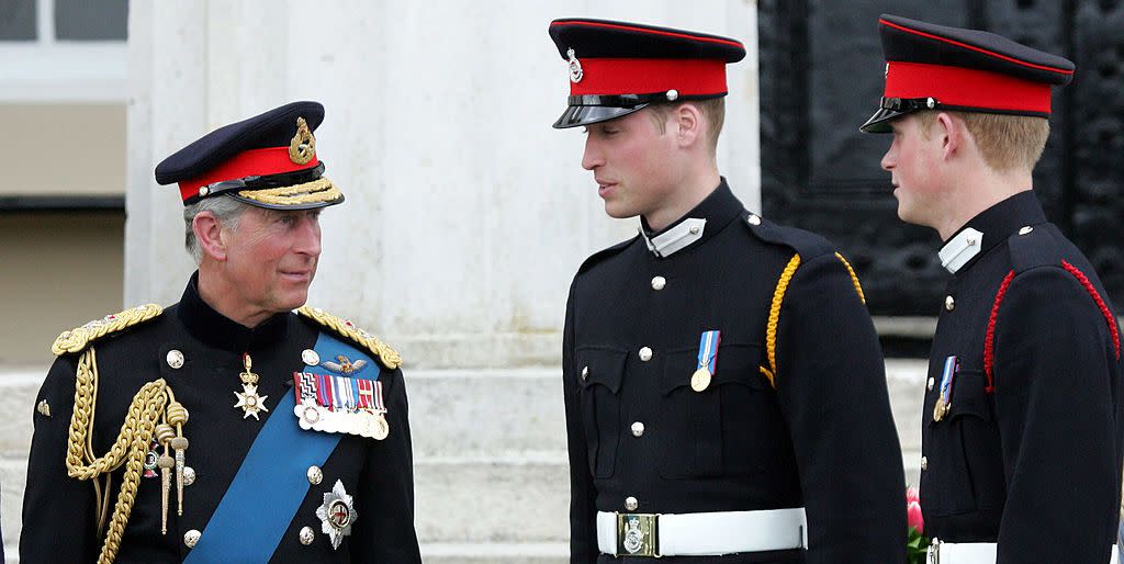 prince harry commissioned as second lieutenant at his passing out ceremony at the sovereigns day parade at the royal military academy, sandhurstprince william  the prince of wales attend  photo by mark cuthbertuk press via getty images